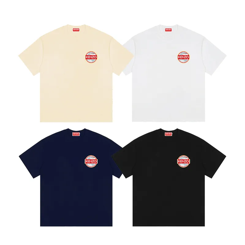 KENZO 23 Autumn and Winter Earth Logo Printed Round Neck Women's T-Shirt Color: Black Apricot White Size: M L XL XXL Three Standards Style Number: K 73